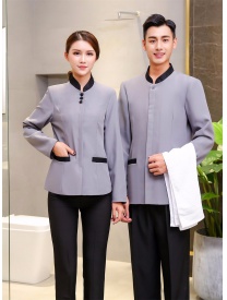保潔服女式三?？勰惺揭涣？?灰色