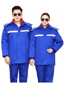 39、D007 艷藍 中石化線卡防靜電羽絨服2色 外皮雙層